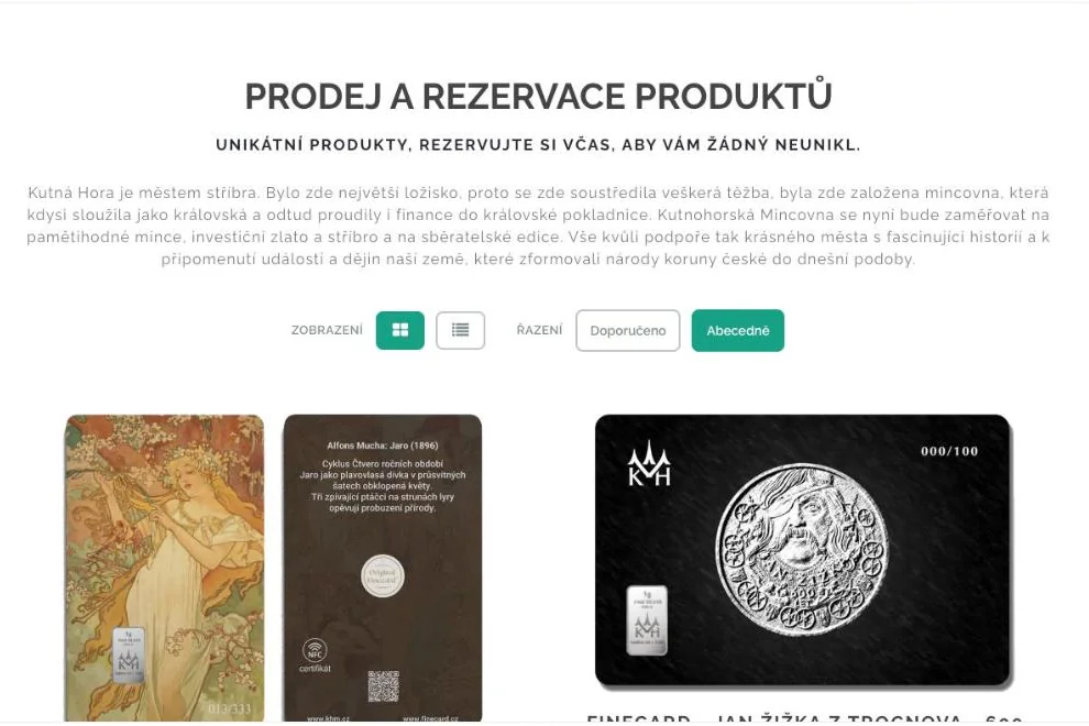 Kutnohorská mincovna – prodej a rezervace